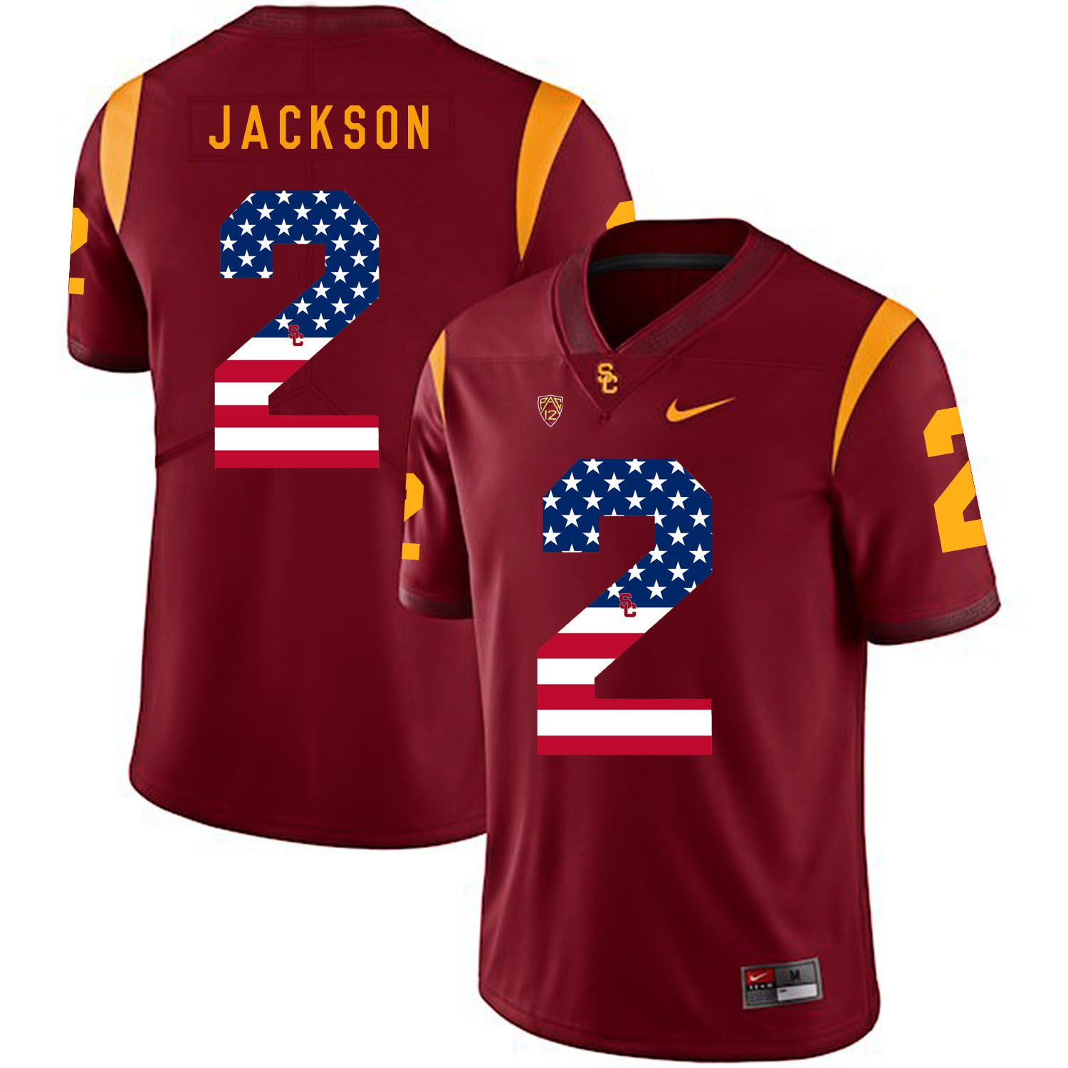 Men USC Trojans #2 Jackson Red Flag Customized NCAA Jerseys